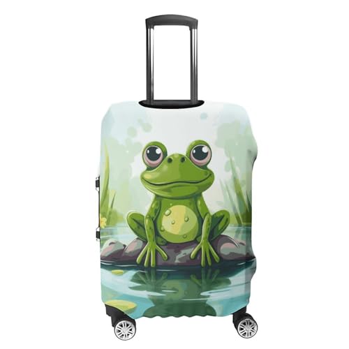 Frog in A Pond Luggage Cover, Washable Elastic Suitcase Cover Protector Fit 18-32 Inch Luggage4