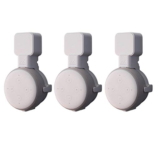 Dot Genie [Square Plug ONLY 2018-2021: Dot 3rd Gen Wall Mount | The Original Outlet Hanger | No Muffled Sound | Exposed Speaker Grill, Mics, and Lights (White, 3-Pack)