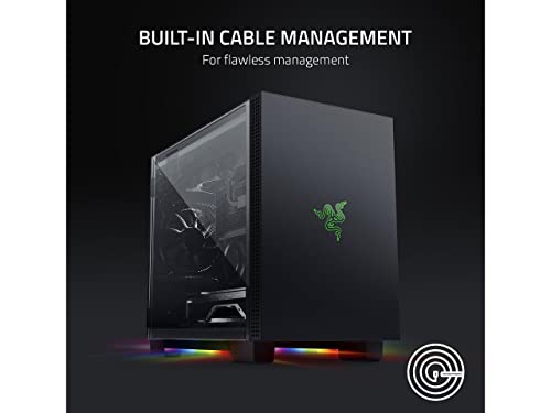 Image of Razer Tomahawk Mini-ITX Gaming Case: Dual-Sided Tempered Glass Swivel Doors, Ventilated Top Panel, Chroma RGB Underglow Lighting, Built-in Cable Management, Classic Black-RC21-01400100-R3M1