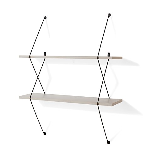 Danya B. Contemporary Two Level Shelving System with Wire Brackets - Gray or White (Gray)