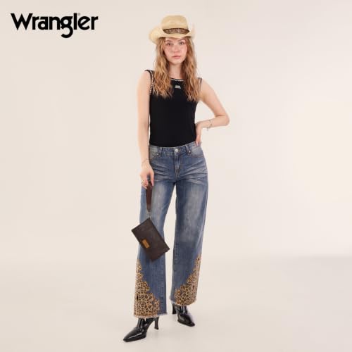 Image of Montana West Wrangler Crossbody Wallet Purse for Women Western Floral Embossed Clutch Small Purse Credit Card Holder WG176-4001-1CF