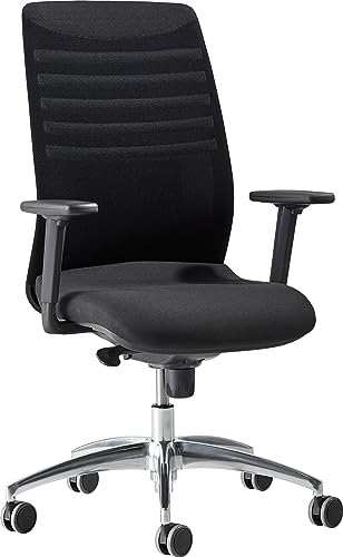 SCHÄFER SHOP Bürostuhl Proline Edition 10, Punktsynchronmechanik, Bandscheibensitz, Netzrücken, mit Armlehnen, höhenverstellbar, schwarz/Alusilber