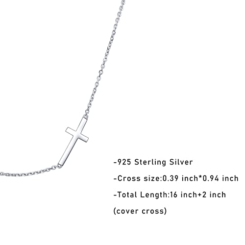 Rnivida 925 Sterling Silver Sideways Cross Pendant Necklace for Women2