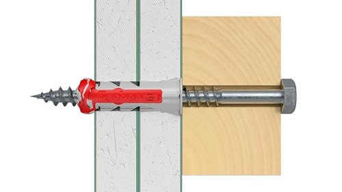Fischer 25 x Dübel mit Schraube DuoPower 10 x 50 mm, für Mauern, Lochstein, Gipskarton, 537648 – Ansicht 6