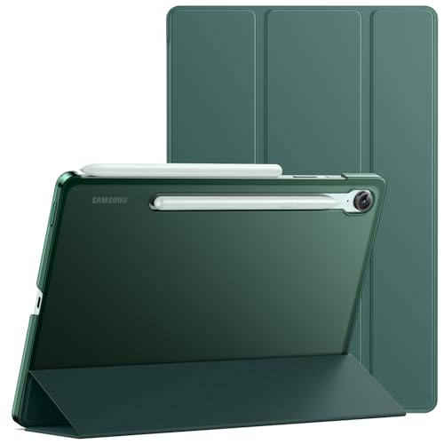 JETech Funda para Samsung Galaxy Tab S10 Lite / S10 FE / S9 FE 10,9 Pulgadas, Carcasa Slim Translúcida Respaldo Trifold Folio Soporte Protectora Tableta, Admite Carga de S Pen (Verde Noche)