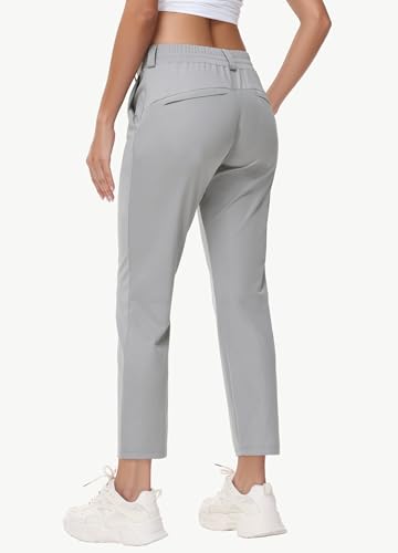 Women's Stretch Golf Pant - 7/8 Ankle Work Travel Teacher Casual Business Sweatpants with Belt Loops Nylon Fabric UPF502