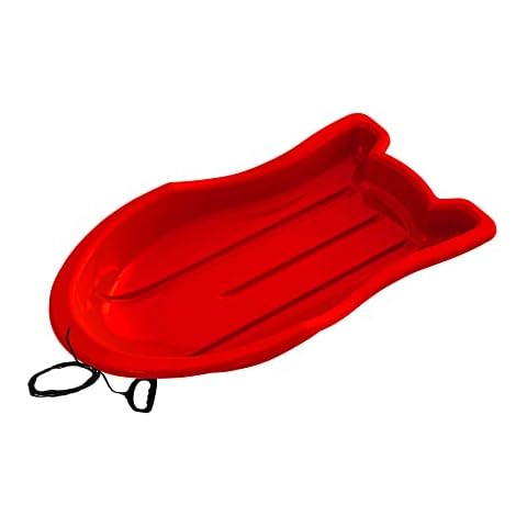 Era 37-inch Booster Adventurer Sled with Tow Rope — 1 Rider Kids' Plastic Toboggan, Red Cover