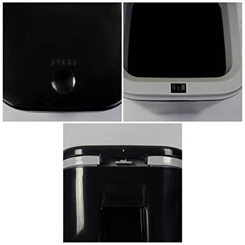 Image of 0.5 Gallon Tiny Desktop Push-Button Trash Can, Black | Mini Wastebasket, One-Touch Pop-Up Lid, Slim Footprint, Vanity Office Bedroom Countertop Storage
