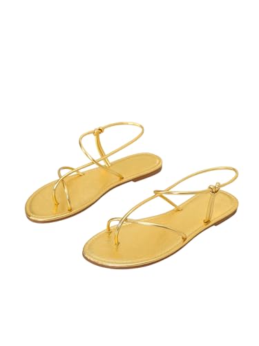 Image of GORGLITTER Women's Summer Sandals 2026 Strappy Slingback Flats Dressy Cute Beach Vacation Slides