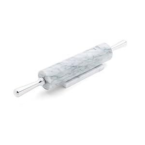 Fox Run 8648 Marble Rolling Pin and Base, 2.5 x 17.5 x 3 inches, White, Aluminum Handles