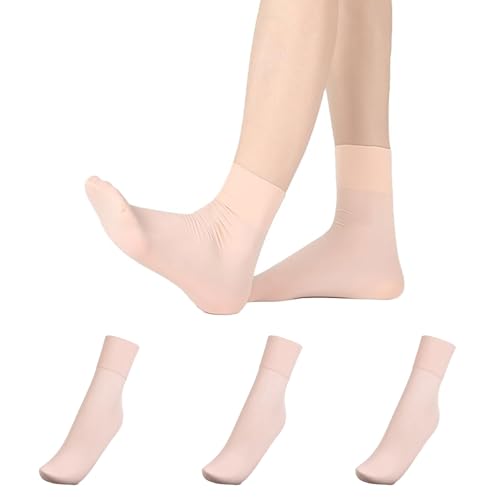 Fjquamitix 3 Pairs Ballet Socks for GirlsBreathable Oxygen Cotton Nude Pink Thin Style Ballet Sock Seamless Toe Stretchable Dance Socks for Toddler/Kids (UK Numeric 6 12 Regular Pink 5-6Years)