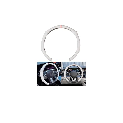 Osilly Car Steering Wheel Cover 15 Inch Leather Non Slip Vehicle Steering Wheel Cover Protector Comfortable Automotive Interior Protection Accessories Universal for SUV Sedan Truck(White)