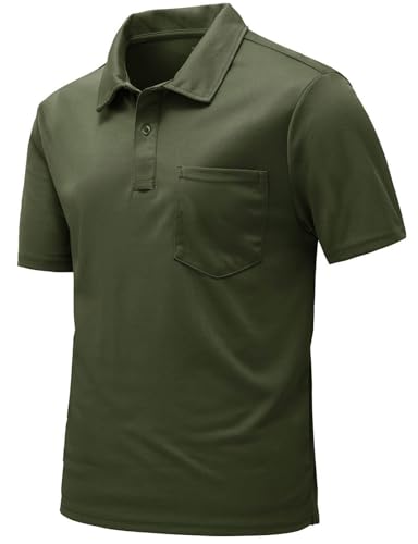 Image of Rdruko Men's Polo Shirts Short Sleeve Quick Dry Outdoor Golf Sports Shirts with Pocket