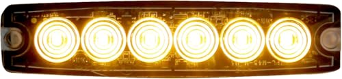 Image of Buyers Products 8892200 5 Inch Amber Ultra‑Thin LED Strobe Warning Light, Surface Mount, 6 LED, 23 Flash Patterns, Aluminum Housing, IPX8 Waterproof Rating, High Visibility for Work Trucks & Trailers