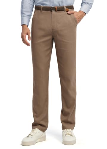 Image of Willit Men's Linen Pants Casual Linen Dress Pants Beach Summer Lightweight Trousers 28 inch 30 inch 32 inch
