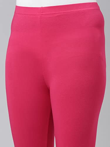 Image of GO COLORS Girls Solid Mid Rise Slim Fit Cropped Leggings