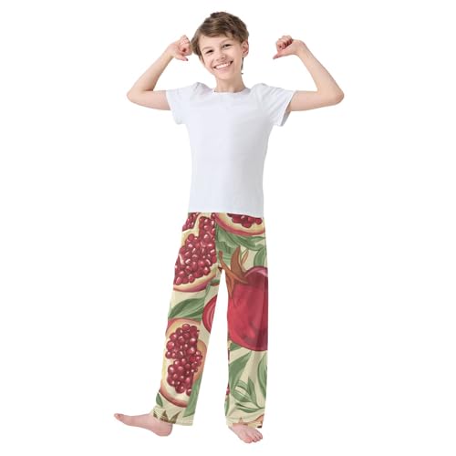 Pomegranate with Leaf Boys Long Pants Soft Trousers Elastic Waist Kids Lounge Bottoms with Pockets S-XL3