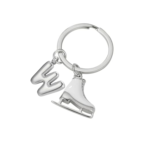 LIKGREAT Pattinaggio di ghiaccio portachiavi per Unisex In Acciaio Inox Figura Pattinaggio Iniziale Ice Skating Charm Portachiavi Decorazione Della Borsa (W)