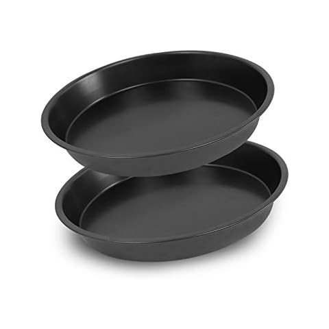 Kslong 2pcs Metal Pizza Plate For Oven Round Bake model Pizza Shop Diy Baking Tools Non-stick Cake Chassis Bakeware Pans(8inch) Cover