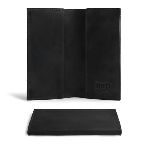 Image of Hide & Drink, Checkbook Cover, Minimalist Organizer for Personal or Business Finances, Bill Holder, Full Grain Leather, Handmade, Charcoal Black