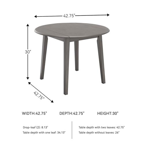 Image of Signature Design by Ashley Shullden Drop Leaf Dining Table, 43 in, Grey | Extendable drop leaves, Seats up to 4, Space-saving footprint, Hardwood solids, select veneers and MDF substrate