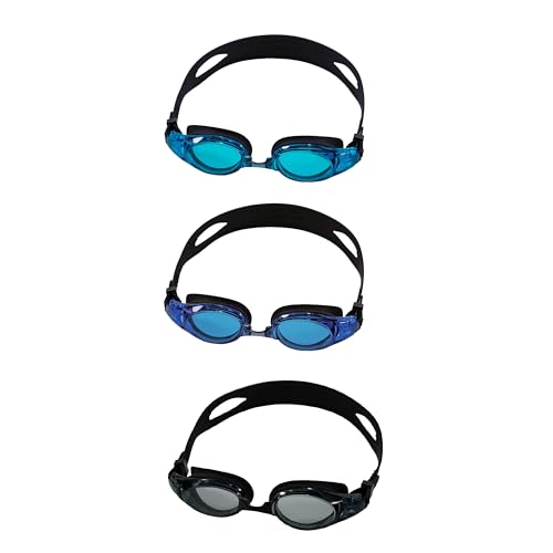 3 Pack Unisex-Adult Swim Goggles Ages 8+ with 3 Durable Cases