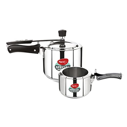 Pigeon by Stovekraft 2+3 Litre Combo Special Stainless Steel Inner Lid Induction Base Pressure Cooker (Silver) BIS Certified,Common lid for 2+3L