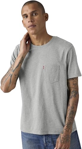 Levi's Herren T-Shirt Classic Pocket mit Brusttasche, Standard Fit, Grau (Mid Tone Grey Heather), S – Ansicht 4