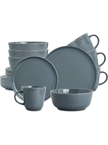 TAOCIGOU Stonware Dinnerware Sets for 4, Modern Ceramic 16-Piece Plates and Bowls Sets, Chip and Scratch Resistant Dish Sets, Porcelain, Dishwasher and Microwave Safe, Grey TAOCIGOU Stonware Dinnerware Sets for 4, Modern Ceramic 16-Piece Plates and Bowls Sets, Chip and Scratch Resistant Dish Sets, Porcelain, Dishwasher and Microwave Safe, Grey