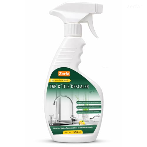 Image of Zerfa Tough Lime Scale Hard Water Stain Remover & Tap Cleaner, Bathroom, Taps, Faucet, Basins, Showers & Floor Tiles Cleaning Spray for Tough Stains - 300 ml