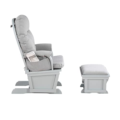Image of Suite Bebe Madison Nursery Rocking Chair with Ottoman, Wooden Glider for Baby Nursing, Smooth Gliding Rocker, Gray and Oyster
