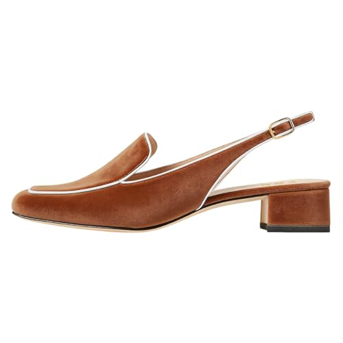 Image of YDN Women Closed Square Toe Block Low Heels Slingback Formal Loafer Dressy Shoes Office Lady Pump Size 4-15 US