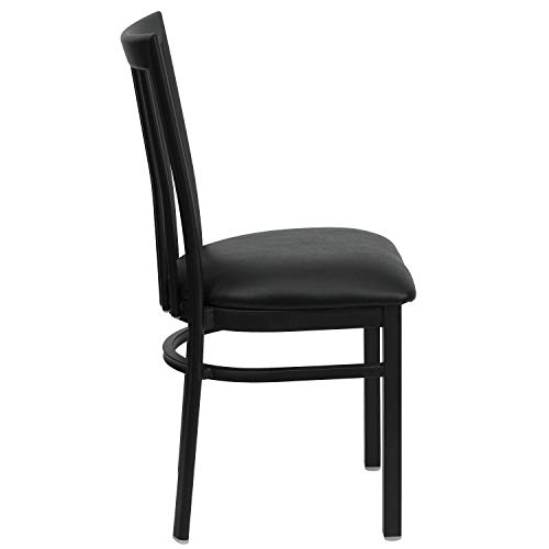 Image of Flash Furniture 4 Pack HERCULES Series Black School House Back Metal Restaurant Chair - Black Vinyl Seat