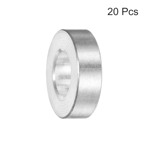 sourcing map 20 Stück Aluminium-Abstandshalter mit 5 mm Bohrung, 10 mm Außendurchmesser und 3 mm Länge, Schraubenabstandsbuchse mit runde Abstandshalter für M5 Schrauben, Bolzen und Stangen