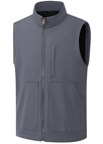 Image of VtuAOL Men's Lightweight Softshell Vest Outdoor Quilted Vest Sleeveless Jacket for Travel Hiking Golf