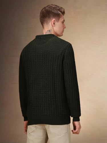 Image of Dennis Lingo Men Solid Acrylic Regular Fit Full Sleeves Pullover Sweater
