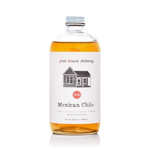 Image of Pink House Alchemy Mexican Chile Simple Syrup, 16 oz, Handcrafted | Small-Batch All-Natural Mixer for Cocktails, Coffee, Mocktails, Baking, All Holidays Gourmet Gift, Made in Arkansas U.S.A.