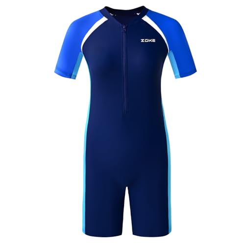 Image of karrack Girls and Boys One Piece Rash Guard Swimsuit Kid Water Sport Short Swimsuit UPF 50+ Sun Protection Bathing Suits