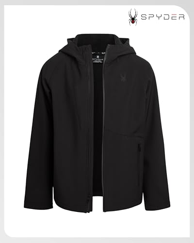 Image of Spyder Boys Softshell Jacket - Cozy Insulated Fleece Lined Softshell Winter Coat Hooded Windbreaker Jacket for Boys