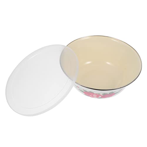 FUNOMOCYA Retro Style Lard Basin Iron Enamel Bowl Bowl Lid for Kitchen Enamel Basin