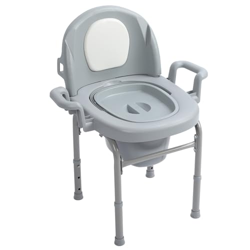 ベッドサイド便器、3段階の高さ調節可能なポータブルトイレ便器、2つの内部バケツと密閉蓋付き、大人と高齢者用のポータブルトイレチェア、キャンプ旅行用のポルタトイレ