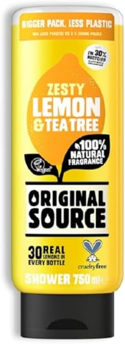 Original Source Lemon & Tea Tree Shower Gel, 100 Percent Natural Fragrance, Vegan, Cruelty Free, Paraben Free, Large Bottle, 750 ml