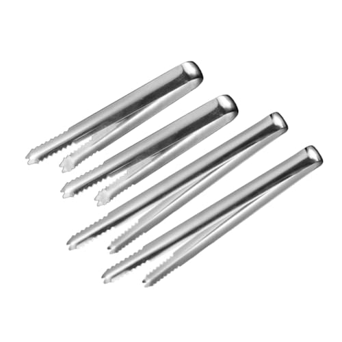 HOLIDYOYO 4pcs Ice Cube Tongs Steel Barbecue Clip Food Clamp Tong Appetizers Tongs Grilling Tongs Tools Mini Appetizer Tongs Ice Cube Clips Clear Bread Tongs 201 Stainless Steel
