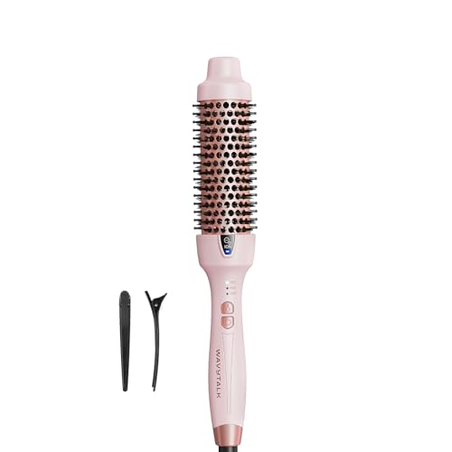 Wavytalk Thermobürste, Thermal Brush 38mm Ionische Lockenbürste erhitzt zur Erzeugung natürlicher Locken, Heiße Rundbürste für glatteres Aussehen, EU-Plug Dual-Spannung. Rosa