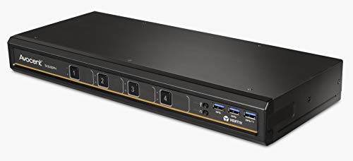 Image of Vertiv Avocent SwitchView Desktop KVM, 4 Port, Single Head Monitor, Universal Connector, TAA Compliant, Zero-Delay Switching, USB 3.0, High-Speed Charging, Hot-Key Switching (SV240DPH-400)