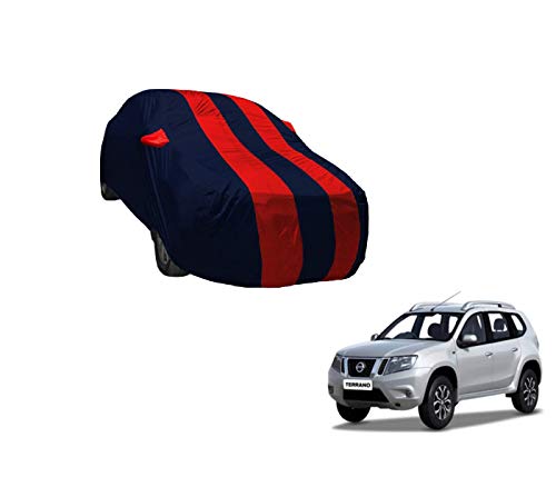 Image of Auto Hub Car Cover Compatible with Terrano with Weather Proof, Mirror Pocket, Triple Stitched, Terrano Car Cover- Navy-Red