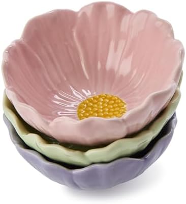 Two's Company Flower Tidbit Bowls, Set of 3, 4.5-Inch, Green, Blue, Pink image 3