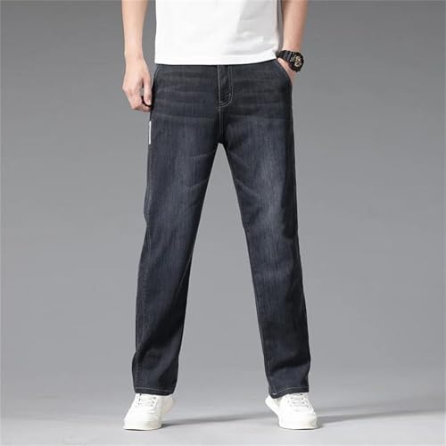 Men's Loose Summer Jeans Thin Stretch Denim Pants Straight Leg Casual Elastic Waist Comfortable Trousers3
