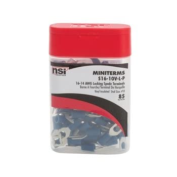 NSi Industries S16-10V-L-P Miniterminal Propack Locking Spade Terminals (Pack of 85)