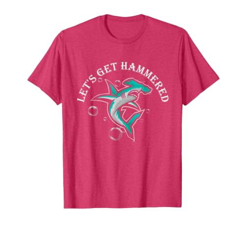 Let is Get Hammered Funny Hammerhead Shark T-Shirt, Men, Red Heather, X-Large